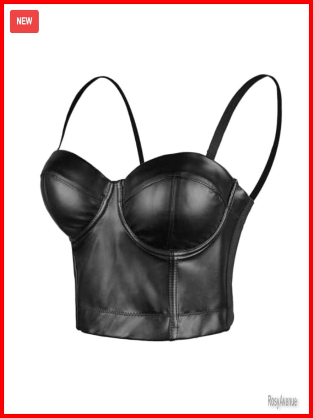 PU Leather Bustier Crop Top Gothic Punk Push Up Corset Bra